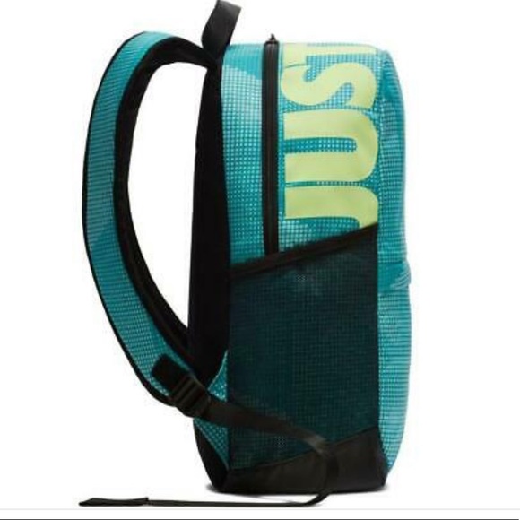 Nike Backpack Print JDI Blue Yellow Black Unisex - Picture 6 of 8